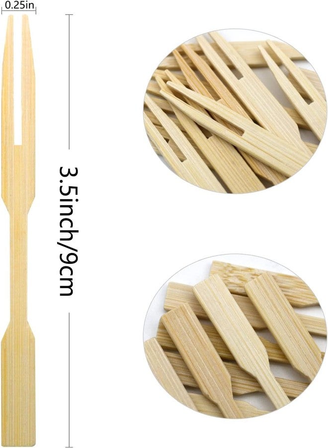 BLUETOP [2 Packs of 110 PCS] 3.5 inch Appetizer Picks, Prong Mini Fork for Appetizers, Cocktail Forks Appetizer Forks, Bamboo toothpicks for Appetizer, Wooden Food Picks for Fruit, Charcuterie Accessories. - Image 2